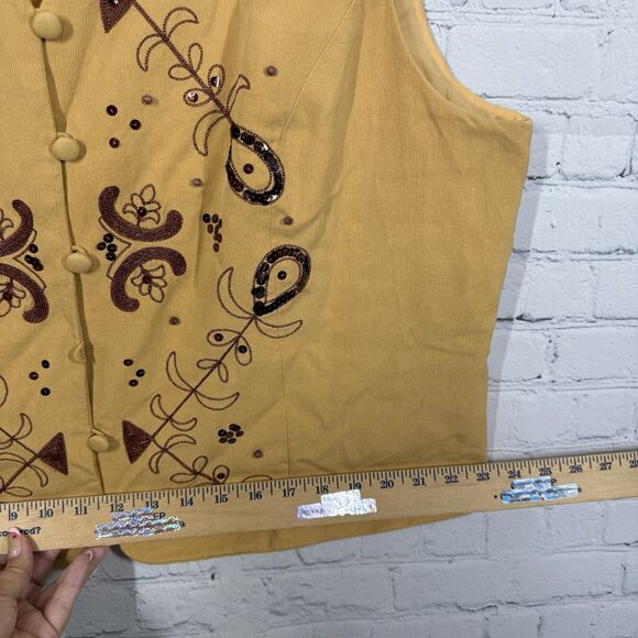 Vintage 90’s Y2K 100% Silk Vest Women’s XL Beaded Western Coastal Grunge - Picture 7 of 11
